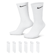 Mens Nike 6-Pack Everyday Cushioned Crew Training Socks Color White Size 12-15
