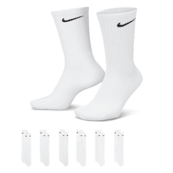 Men's Nike 6-Pack Everyday Cushioned Crew Training Socks Color: White Size: 12-15