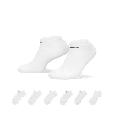 Nike Everyday Cushioned Training No-Show Socks (6 Pairs) White SM