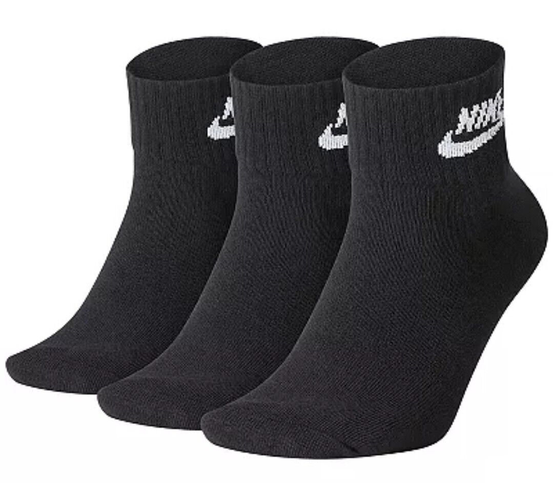 Nike Everyday Essential Ankle Unisex Socks 3 Pack Style SK0110 010 Size M