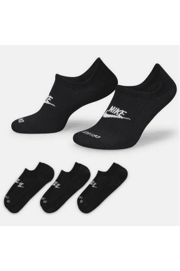 Everyday Plus 3 Pack Men Black Footie Socks DN3314 010 Dri-Fit Size L 8-12