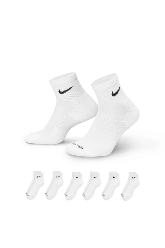 Everyday Plus Cushion Ankle Socks 6-Pack, Color: White / Size: 8-12 Large