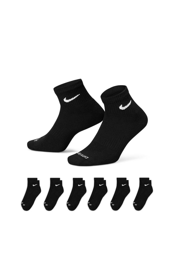 Everyday Plus Cushion Ankle Socks | Large, Men 8-12, Women 10-13 / Black / 6 Pack