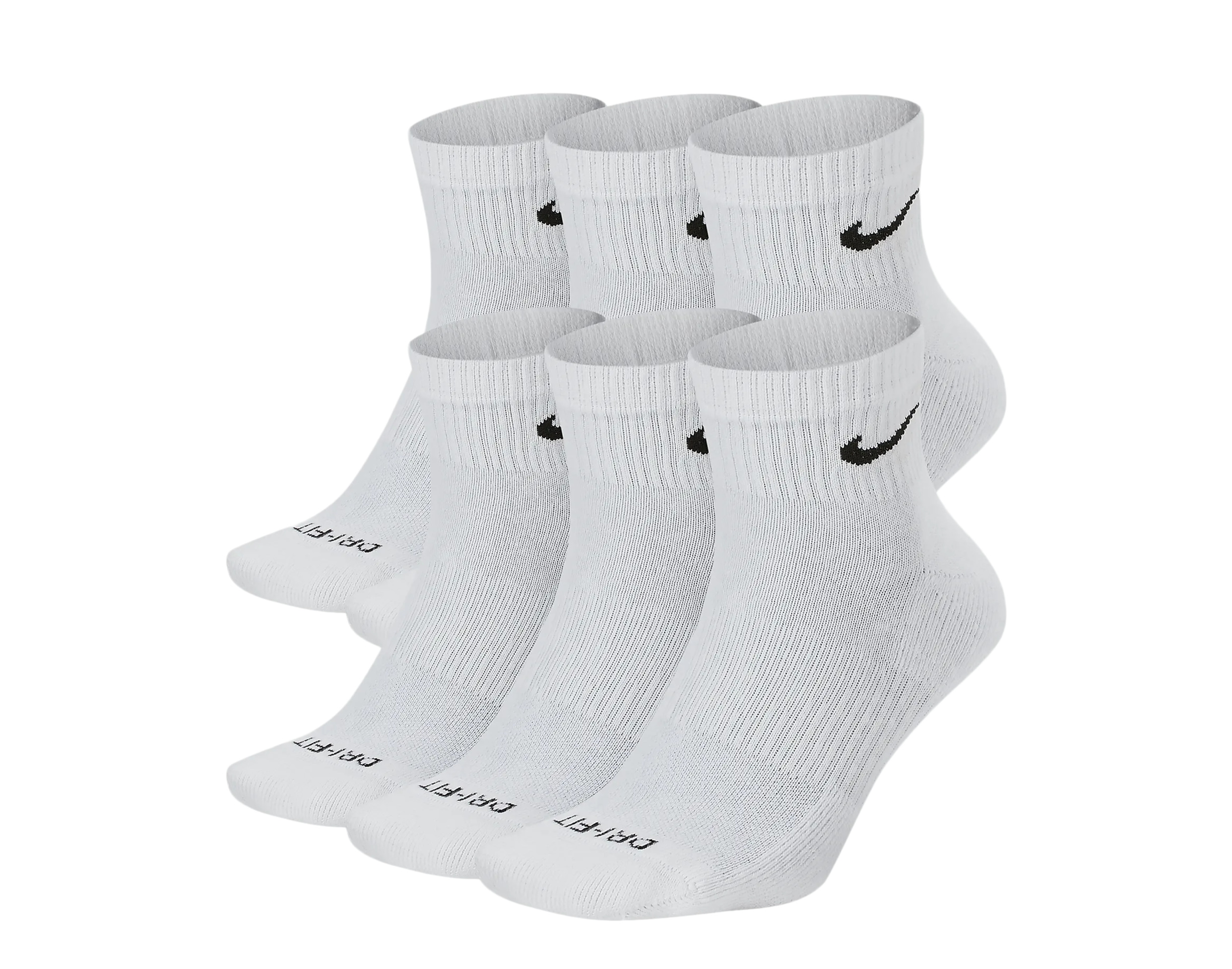 Nike Everyday Plus Cushion Ankle White/Black Socks - 6 Pair Pack SX6899 ...