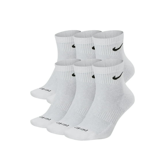 Nike Everyday Plus Cushion Ankle White/Black Socks - 6 Pair Pack SX6899-100 Large (Men's 8-12)