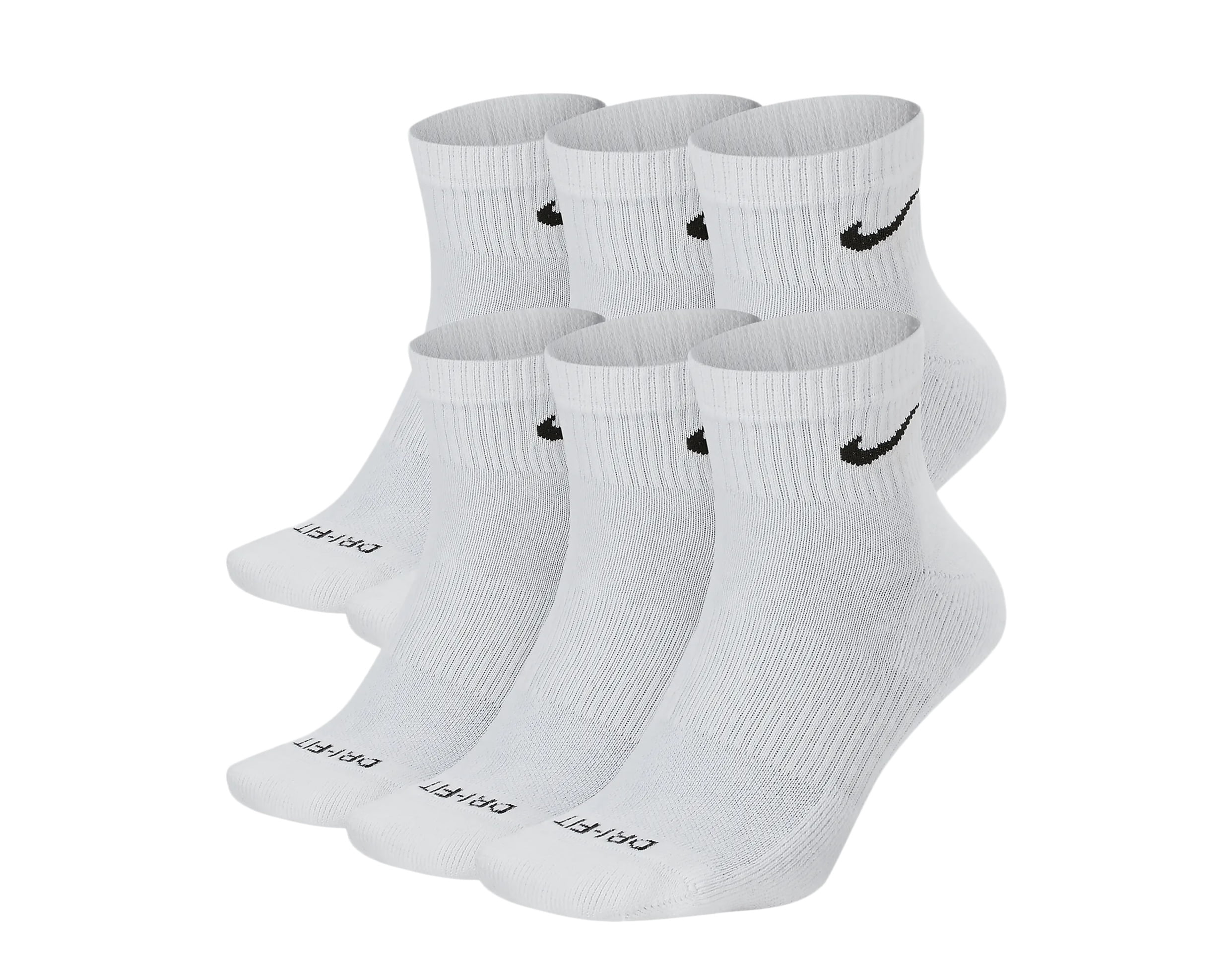 Nike Everyday Plus Cushion Ankle White/Black Socks - 6 Pair Pack SX6899-100 Large (Men's Walmart.com