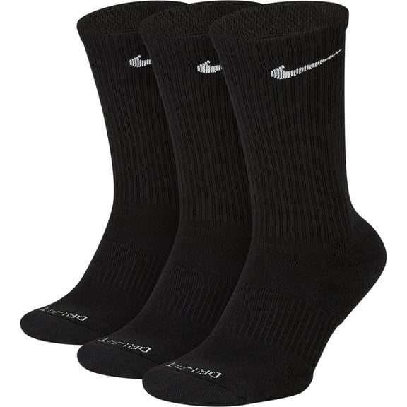 Men's Nike 3-Pack Everyday Plus Dri-FIT Cushion Crew Training Socks Color: Black Size: 8-12
