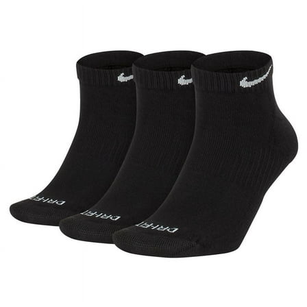 Nike Everyday Plus Cushion Low Socks 3-Pair Pack Black/White LG (US Men's Shoe 8-12, Women's Shoe 10-13)
