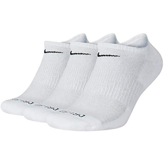 Nike Everyday Plus Cushion No Show Socks 3-Pair Pack White/Black SM (4-6 Big Kid, Women's Shoe 4-6)