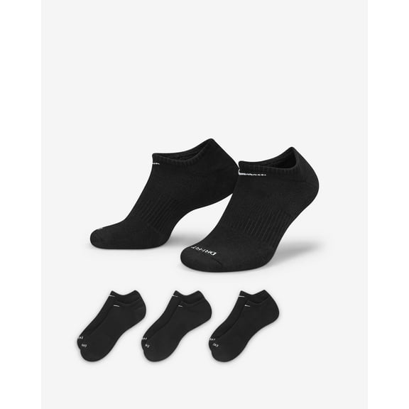 Nike Everyday Plus Cushion Training No-Show Socks (3 Pairs) Color: Black/White Size: S