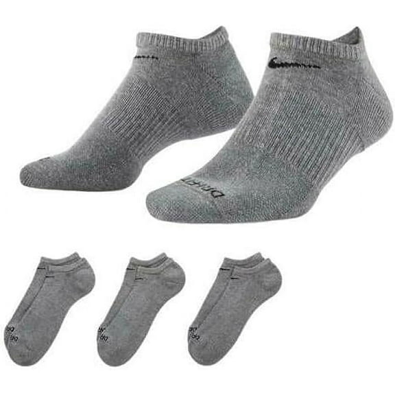 Nike Everyday Plus Cushion Training No-show Socks (3 Pairs), Grey Large, B0B3JP6CM5