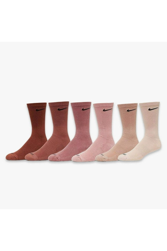 Everyday Plus Cushioned High Training Crew Socks (6 Pack) Rust Pink SX6897-904 (Small 3Y-5Y / 4W-6W) Unisex Womens Kids Youth
