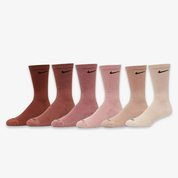 Nike Everyday Plus Cushioned High Training Crew Socks (6 Pack) Multi-Color / Rust Pink SX6897-904