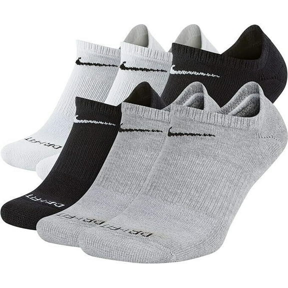 Men's Nike 6-pack Everyday Plus Cushion No-Show Training Socks Color: Gray Multi Size: 8-12