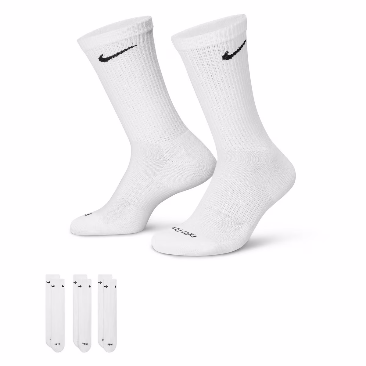 Everyday Plus Cushioned Training Crew Socks, White, M
