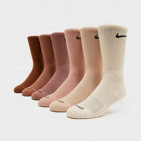 Nike Everyday Plus Cushioned Training Crew Socks (6 Pairs) Multi Color Pastels SX6897 904 Sz (8-12 Men's)