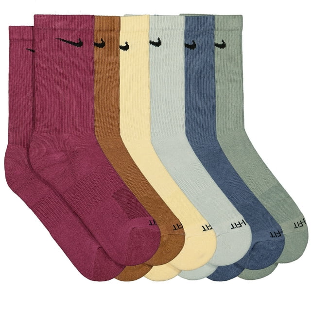 Nike Everyday Plus Cushioned Training Crew Socks (6 Pairs) Neutral Multi Color SX6897 905 Sz L