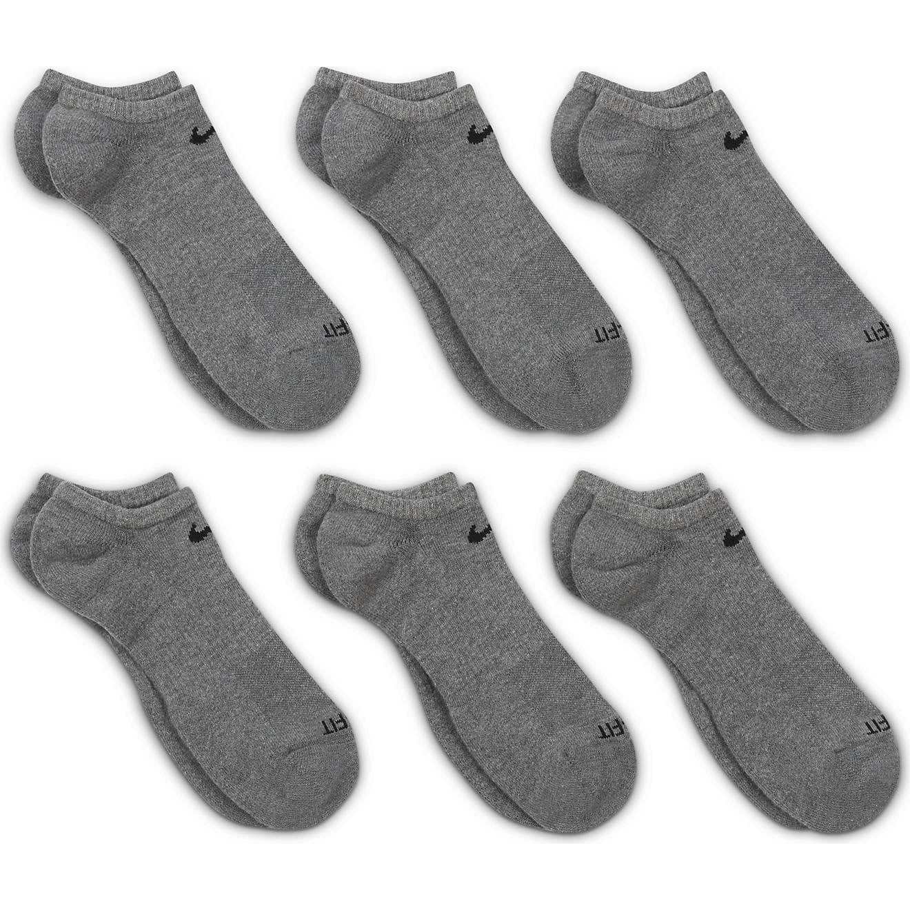 Nike Everyday Plus Cushioned Training No Show Socks Grey 6 Pairs Sz XL 12 15 Men