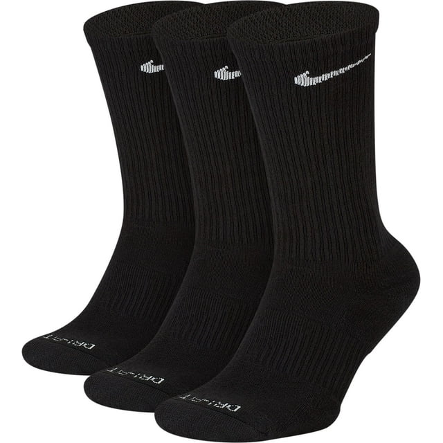 Nike Everyday Plus DRIFIT Cushion Crew Socks Black 3Pack Sz XL / 12