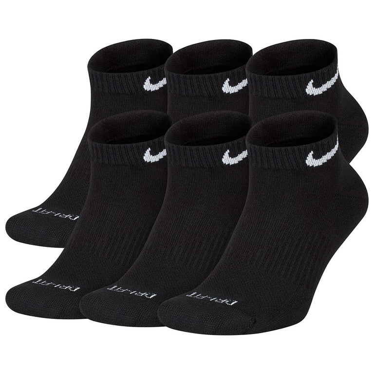 Nike Everyday Plus DRI FIT Cushioned Low-Cut Training Socks 6 Pairs Black  SX7672 010 Sz S (4-6 Wmn's / 3Y-5Y Youth) 