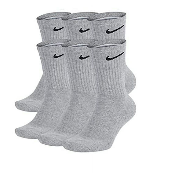Nike Everyday Plus DRI FIT Cushioned Training Crew Socks Gray (6 Pairs) SX6897 065 Sz L (8-12 Men 10-13 Wmn's)