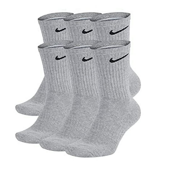 Nike Everyday Plus DRI FIT Cushioned Training Crew Socks Gray (6 Pairs) SX6897 065 Sz L (8-12 Men 10-13 Wmn's)