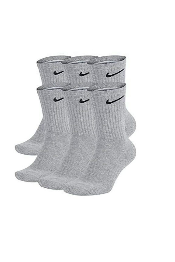 Everyday Plus DRI FIT Cushioned Training Crew Socks Gray (6 Pairs) SX6897 065 Sz L (8-12 Men 10-13 Wmn's)