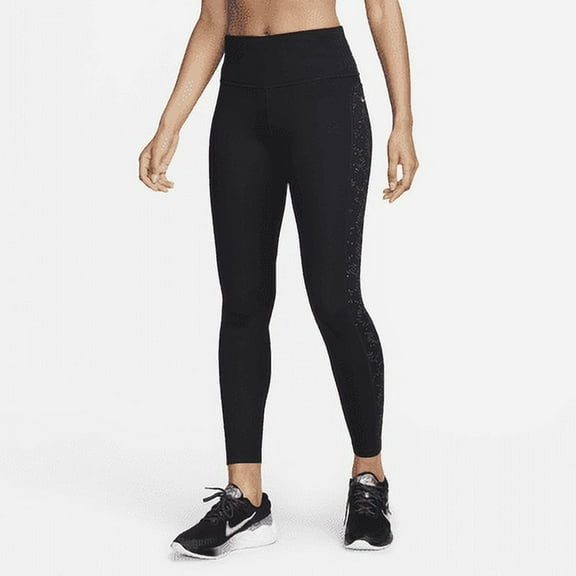 Nike Fast Women's Mid-Rise 7/8 Printed Leggings with Pockets Color: Black Size: XL
