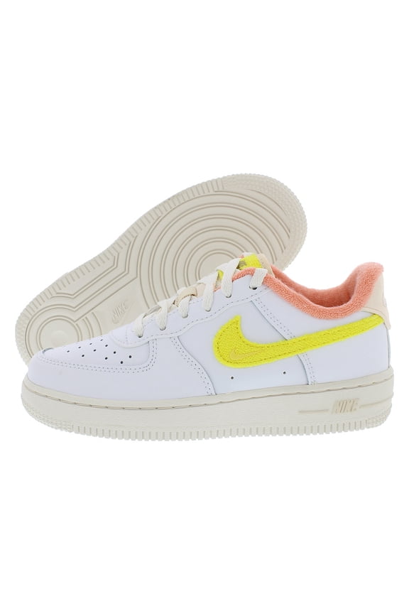 Force 1 LV8 PS Girls Shoes Size 1, Color: White/Yellow Strike/Phantom