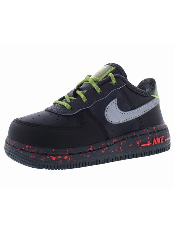 Force 1 Leather Infant/Toddler Shoes Size 6, Color: Black/Metallic Silver