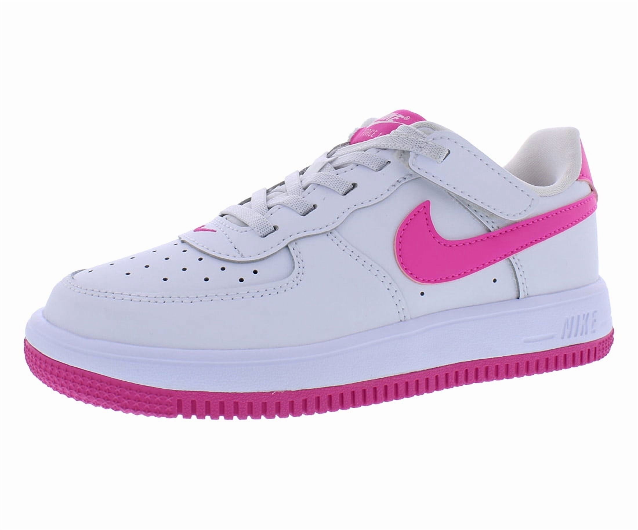 Nike Force 1 Low Easyon PS Girls Shoes Size 8, Color: White/Laser Fuchsia