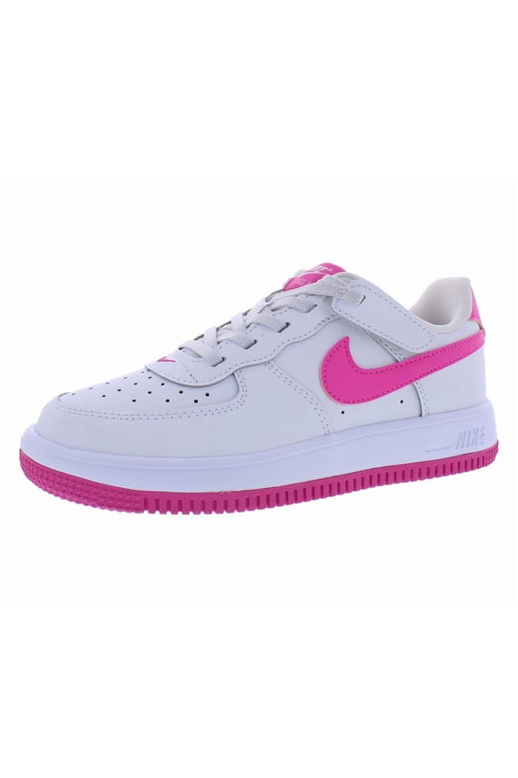 Force 1 Low Easyon PS Girls Shoes Size 8, Color: White/Laser Fuchsia