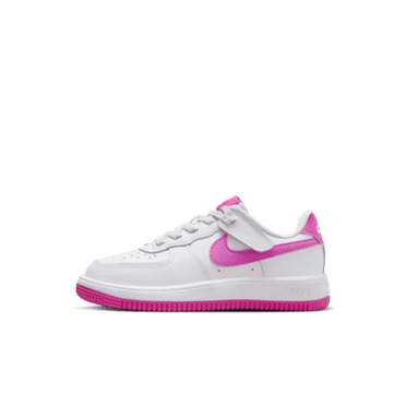 Nike Force 1 Low EasyOn Little Kids' Shoes Color: White/Laser Fuchsia Size: 9C