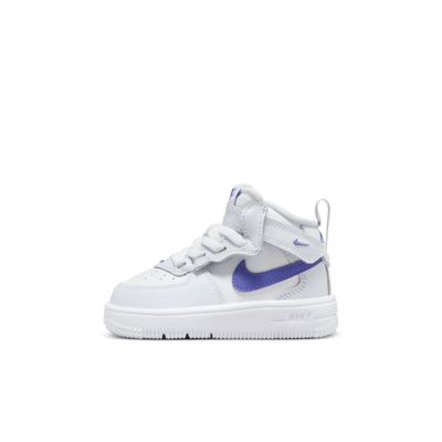 Nike Force 1 Mid EasyOn Baby/Toddler Shoes Color: Football Grey/White/Persian Violet Size: 4C