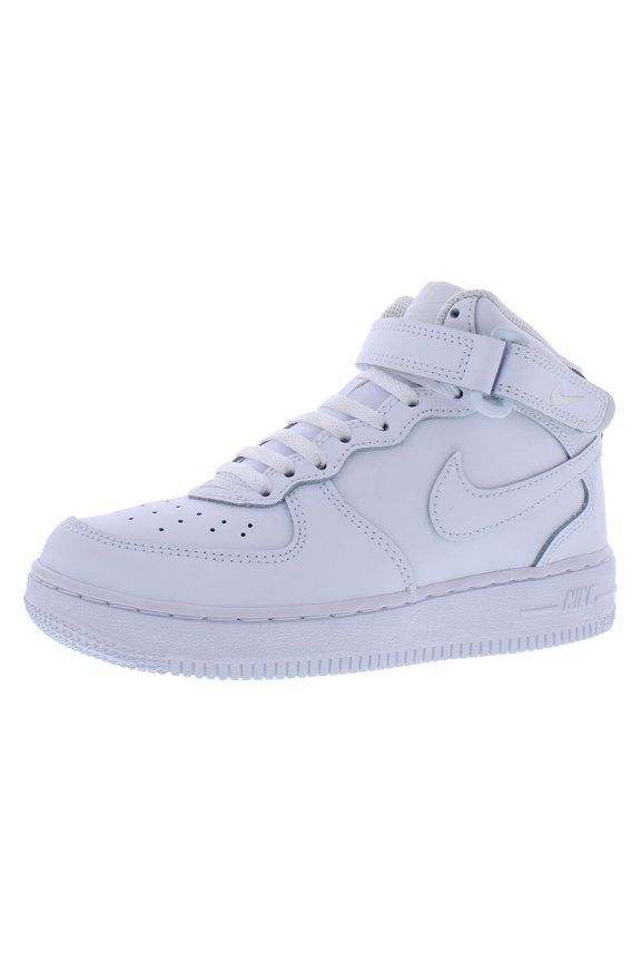 Force 1 Mid LE Leather PS Boys Shoes Size 1.5, Color: White/White