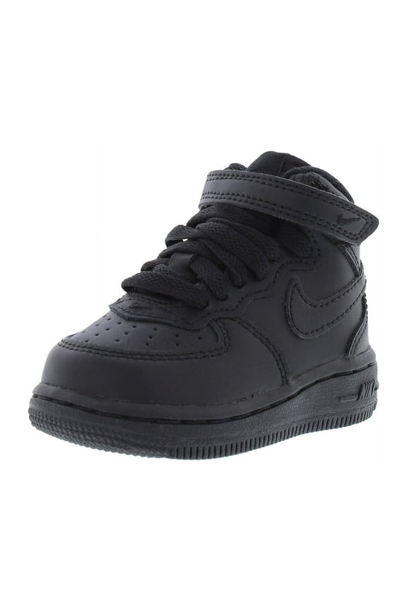 Force 1 Mid LE Infant/Toddler Shoes Size 4, Color: Black/Black