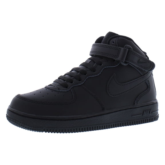 Nike Force 1 Mid Le (Little Kid) (Boys, Black/Black, 11 Little Kid, Medium)