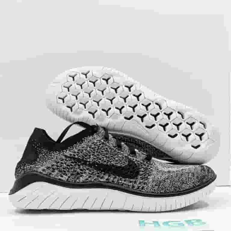 スニーカー Nike Free RN Flyknit 2018 Black White Nike Free Run 2018 Men's Road Running Shoes Color: White