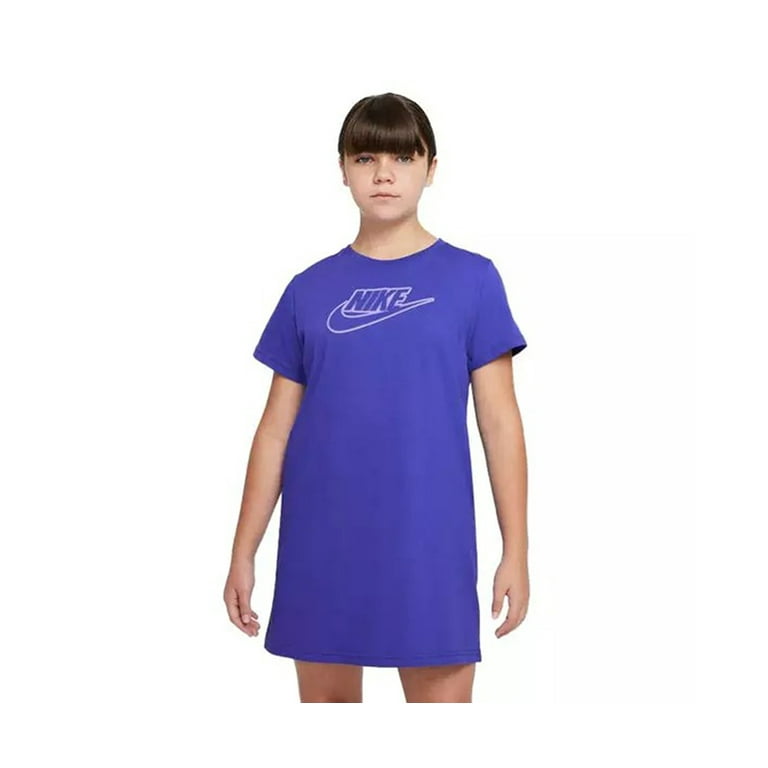 Nike Big Girls Sportswear T Shirt Dress Blue Size Large Cotton