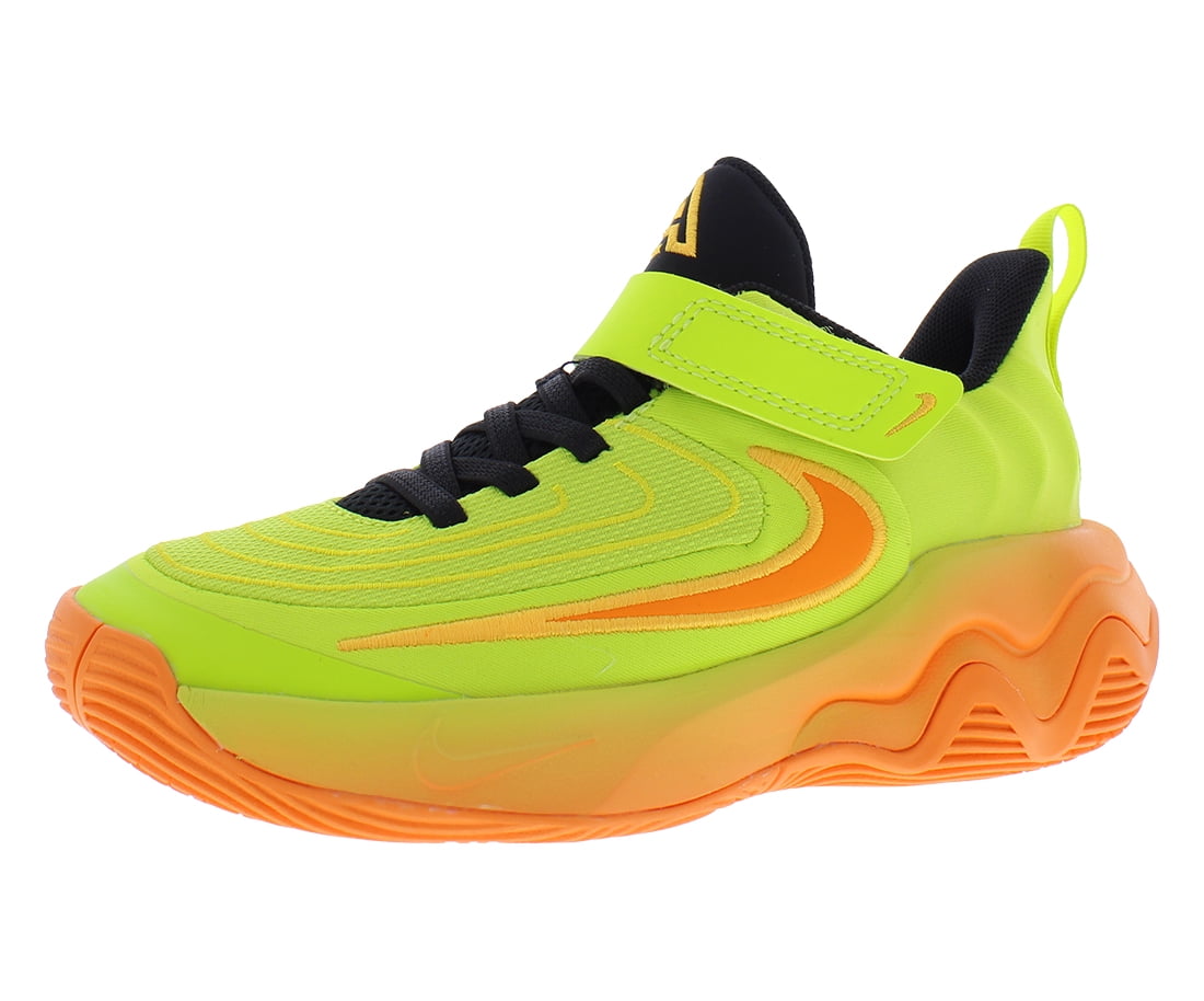 Nike Giannis Immortality 4 PS Boys Shoes Size 9, Color: Cyber/Bright Mandarin/Sundial