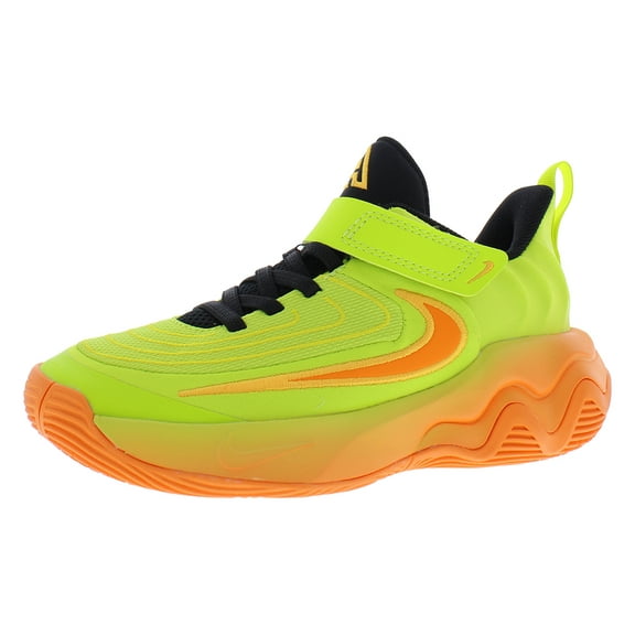 Nike Giannis Immortality 4 PS Boys Shoes Size 9, Color: Cyber/Bright Mandarin/Sundial