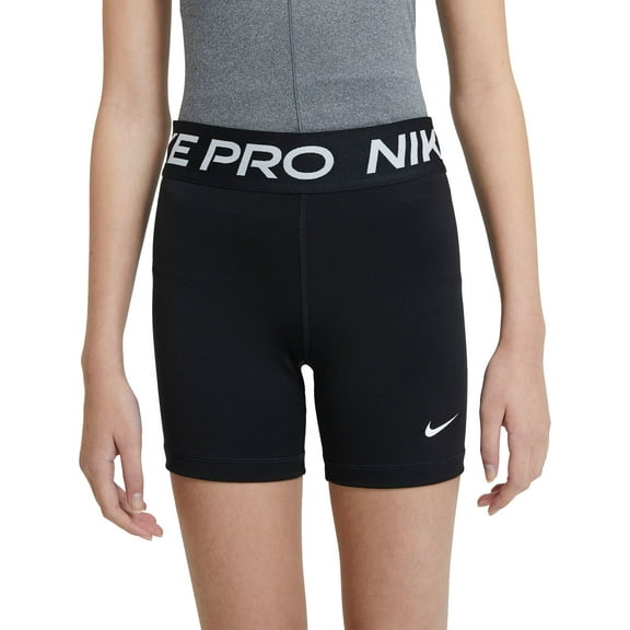 Nike Girls' 3” Pro Shorts (Black, XS)