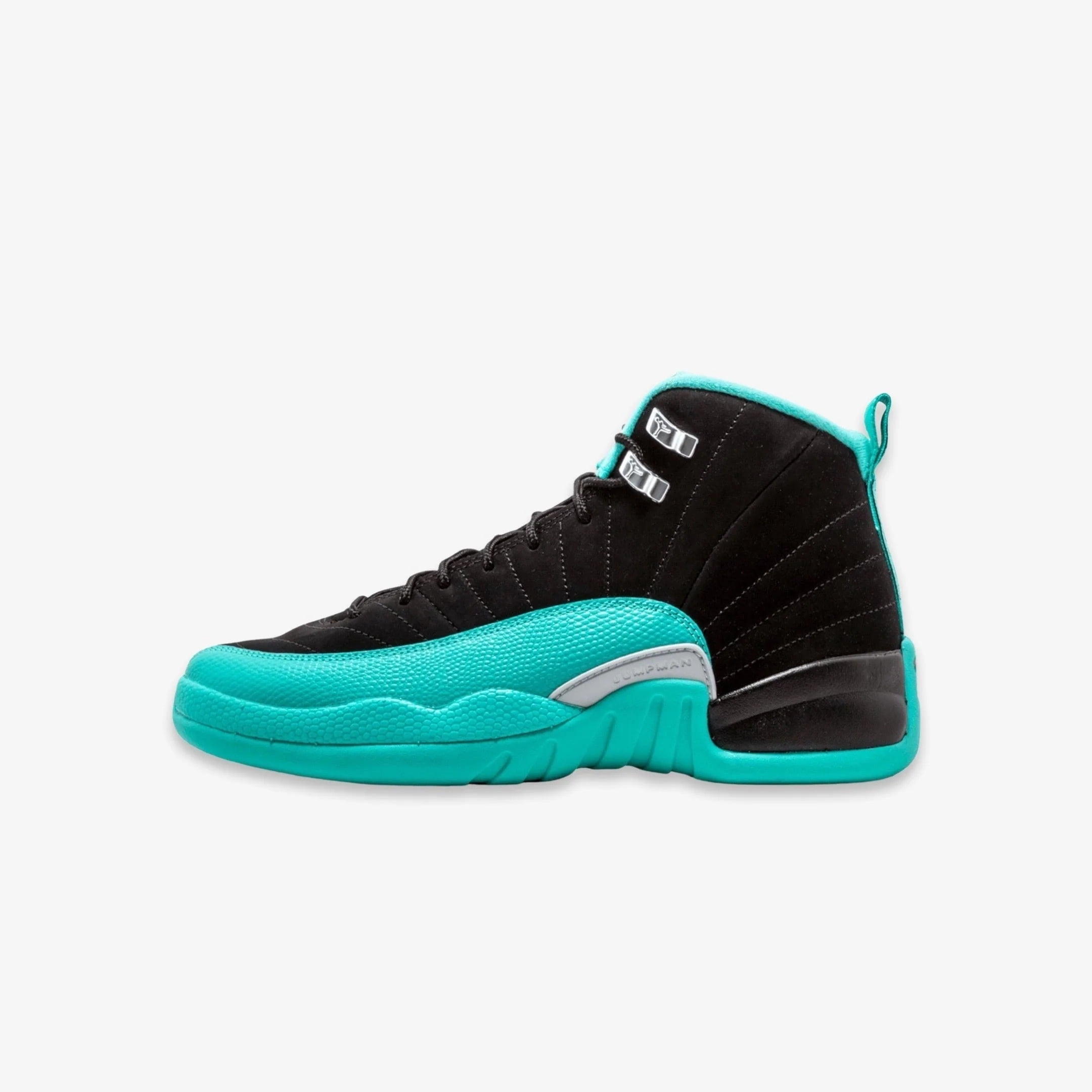 Nike Girls Air Jordan 12 Retro GG Black/Metallic Silver-Hyper Jade  510815-017