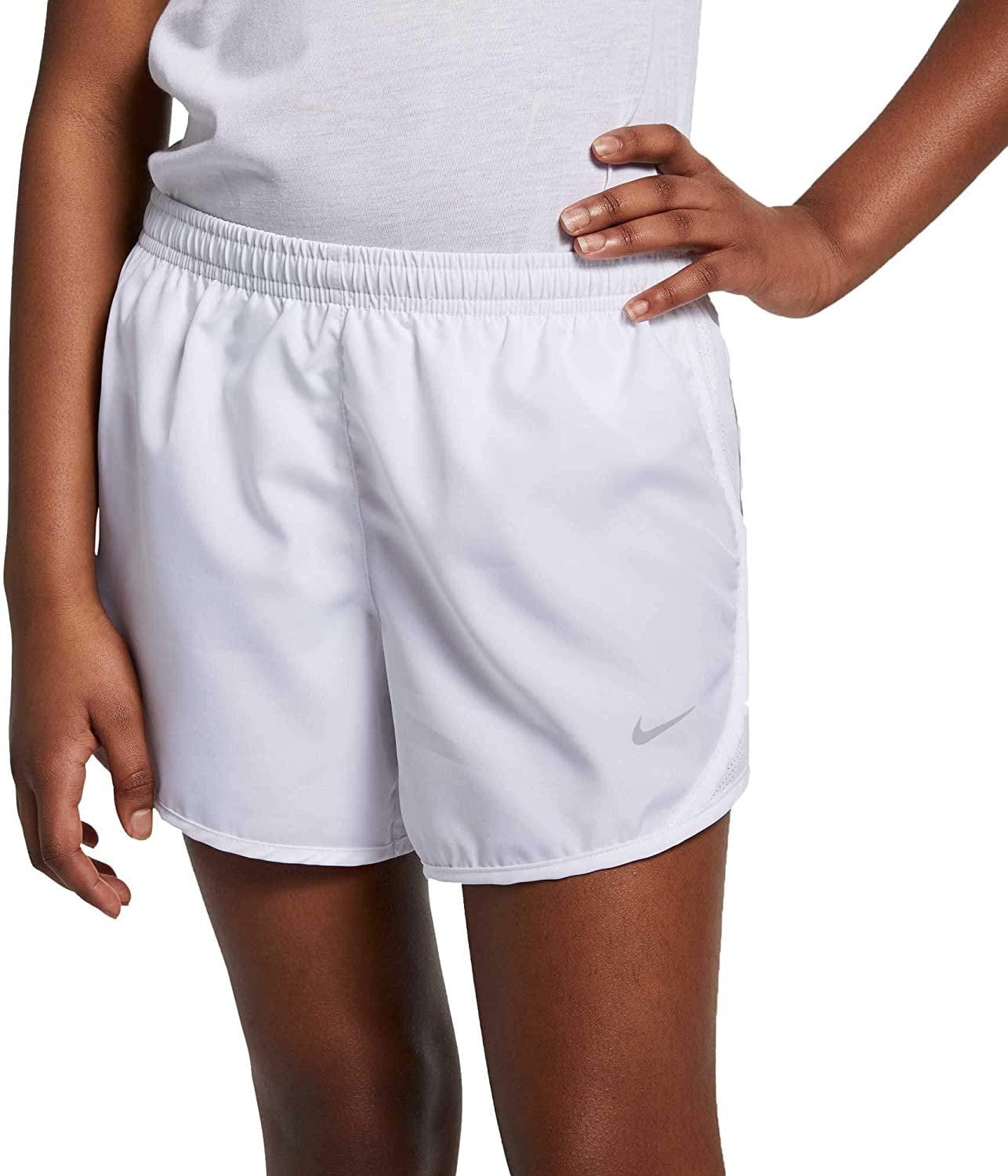 Nike Girls Dry Tempo Running Shorts White X-Small 