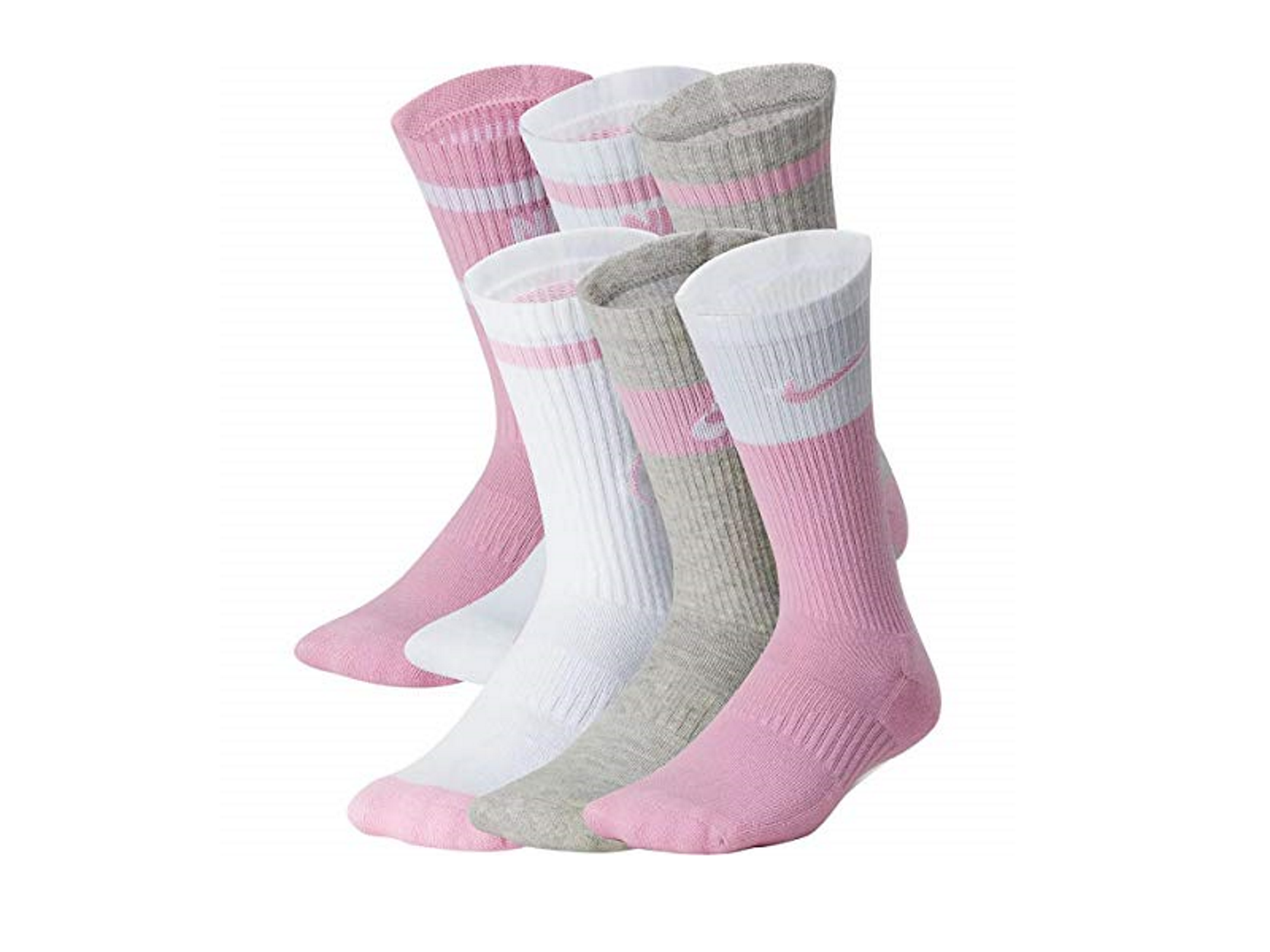 Nike Girls Everyday Cushion Socks 6-pair Pack Shoe Size 3Y-5Y/Sock Size SM
