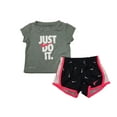 thumbnail image 1 of Nike Girls Graphic Print T Shirt & Shorts 2 Piece Set Black16E429-023/Pink/White, 2T, 1 of 1