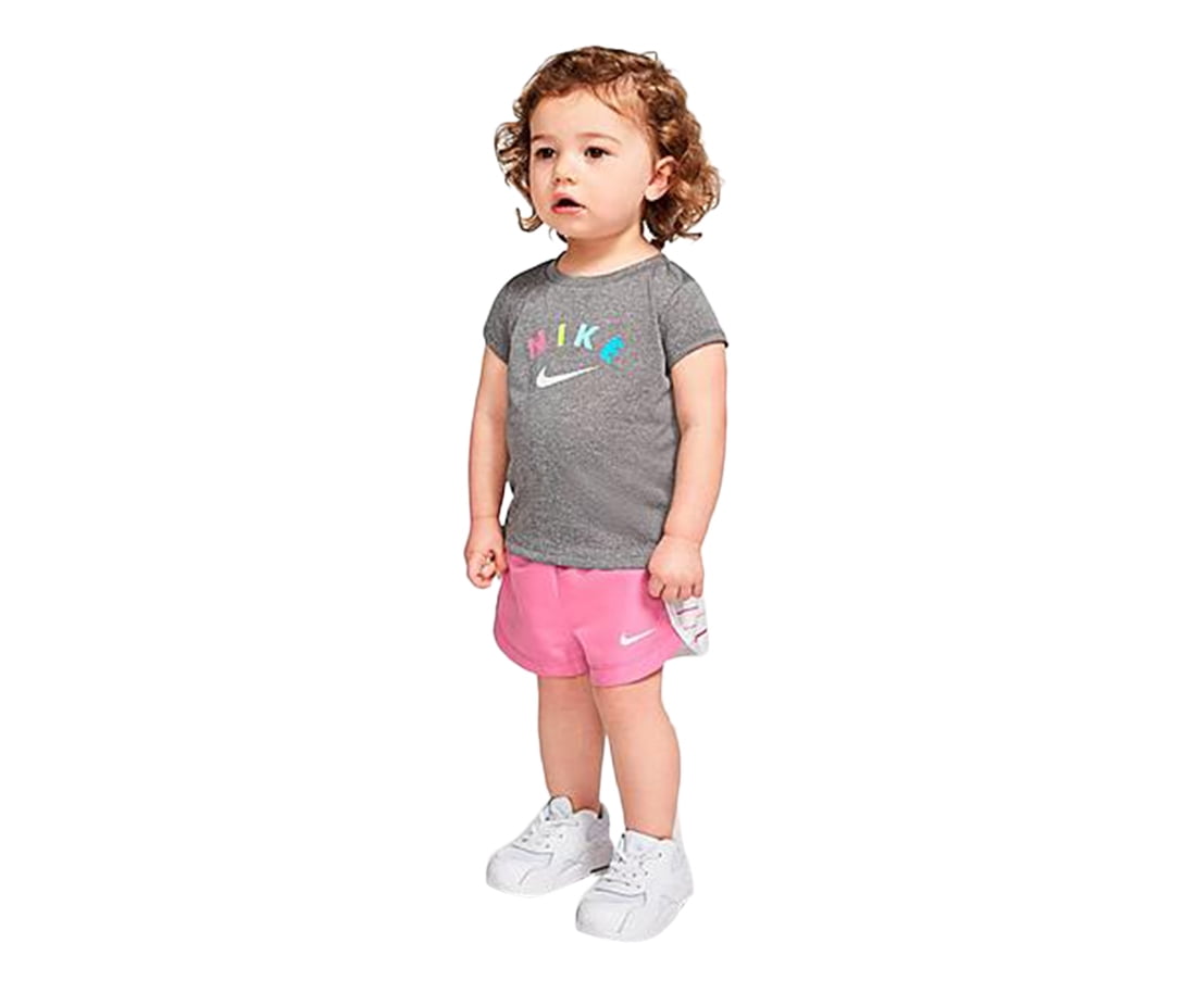 Nike Girls Graphic Print T Shirt Shorts 2 Piece Set Infant Toddler Little Girls 24 Months Multicolor Walmart