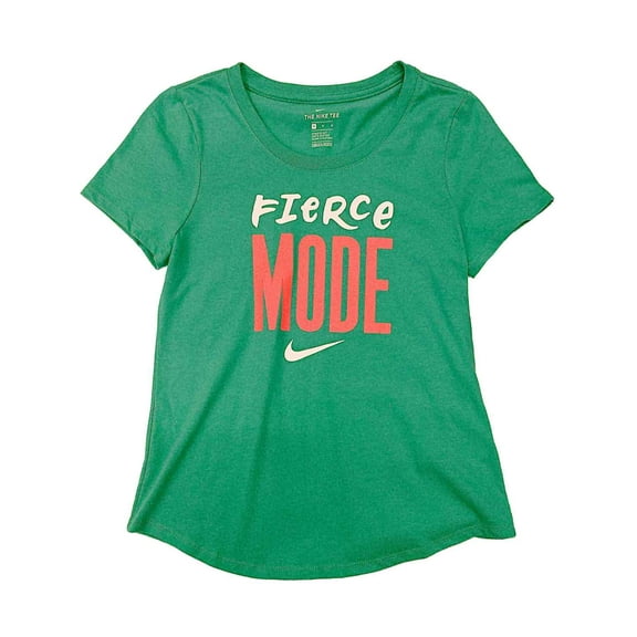 Nike Girls Green & Orange Fierce Mode Swoosh Athletic T-Shirt Tee Shirt Medium