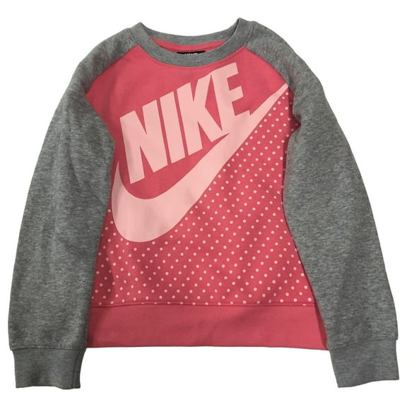 Nike Girls Pink & Gray Polka Dot Athletic Sweatshirt Sweat Shirt Size 6