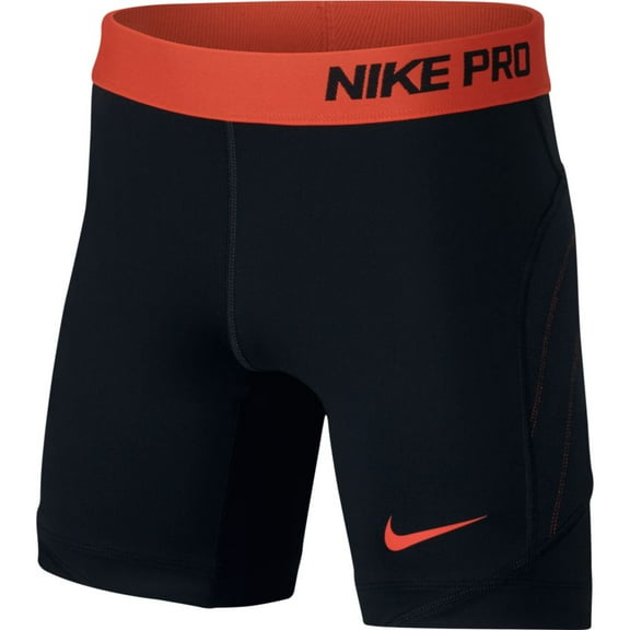 Nike Girls Pro Slider Training Shorts 863052-010 Black/Max Orange